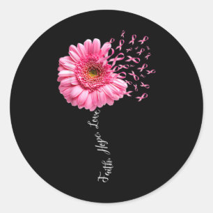 Faith Hope Liebe Pink Ribbon Daisy Blume Breast C Runder Aufkleber