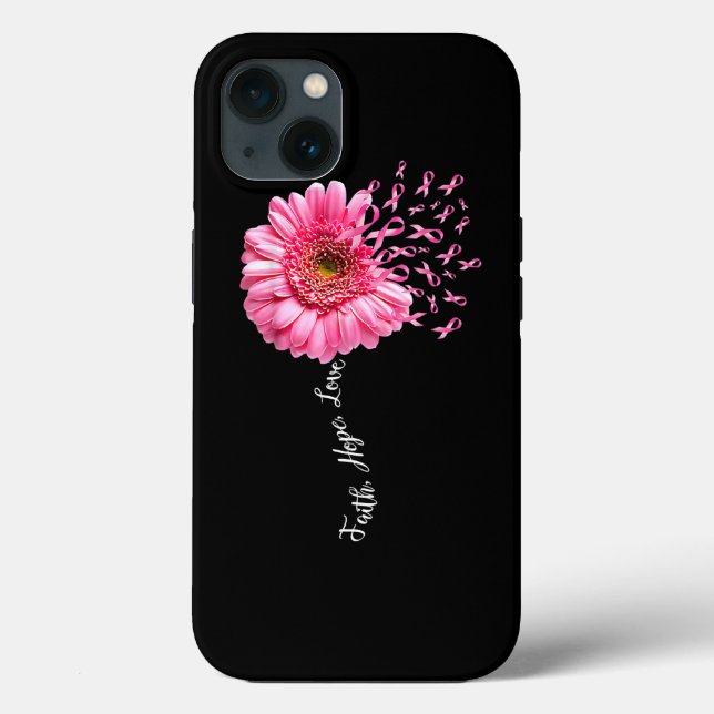 Faith Hope Liebe Pink Ribbon Daisy Blume Brust Ca Case-Mate iPhone Hülle (Rückseite)