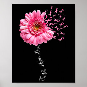 Faith Hope Liebe Pink Ribbon Daisy Blume Brust Ca Poster