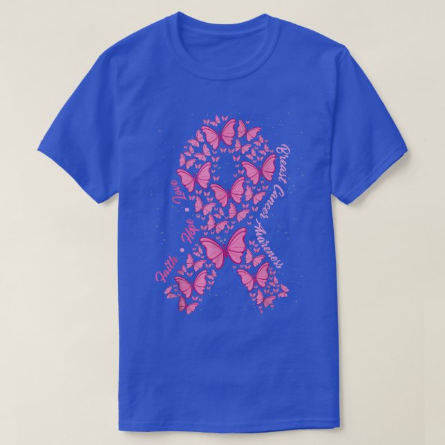 Faith Hope Liebe Pink Ribbon Schmetterlinge Brust  T-Shirt (Design vorne)