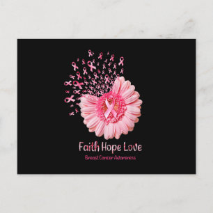 Faith Hope Liebe Pink Ribbon Sonnenblume Brust Can Einladungspostkarte