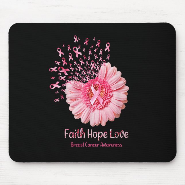 Faith Hope Liebe Pink Ribbon Sonnenblume Brust Can Mousepad (Vorne)