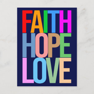 Faith Hope Liebe Positive bunt Postkarte