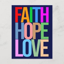 Faith Hope Liebe Positive bunt Postkarte