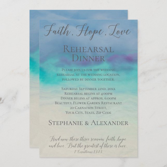 Faith Hope Liebe Probe Dinner Einladung (Vorne/Hinten)