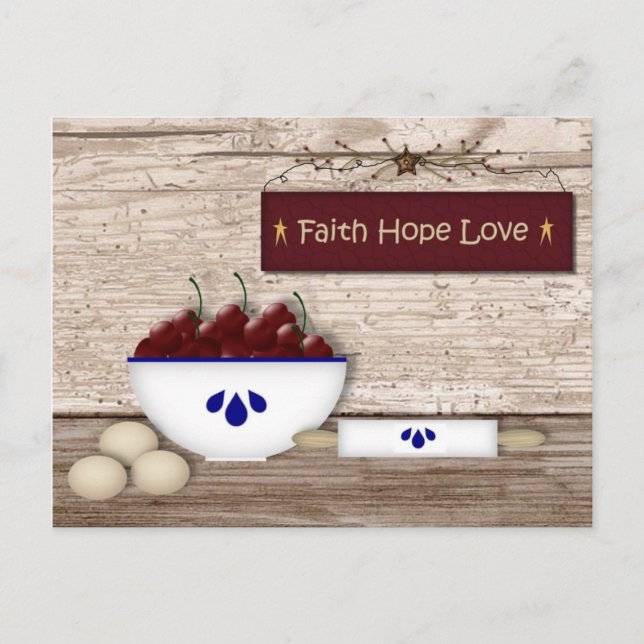 Faith Hope Liebe Rezept Cards Postkarte (Vorderseite)