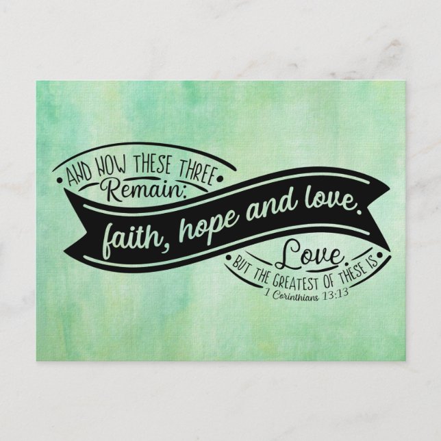 Faith Hope & Liebe Ribbon Postkarte (Vorderseite)