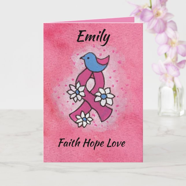 Faith Hope Liebe Rosa Brustkrebs Schleife Card Karte (Orchidee)
