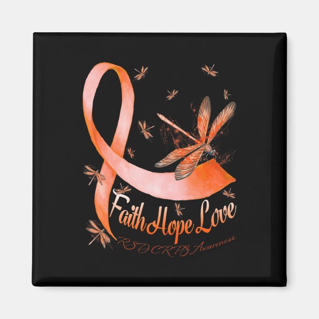 Faith Hope Liebe RSD CRPS Awareness Dragonfly Magnet (Vorne)