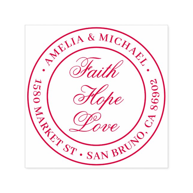 Faith Hope Liebe | Runde Hochzeiten - Rücksendeadr Permastempel (Design)