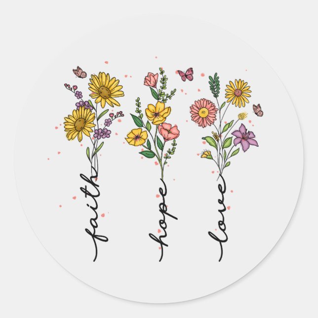 Faith-Hope-Liebe Runder Aufkleber (Vorderseite)