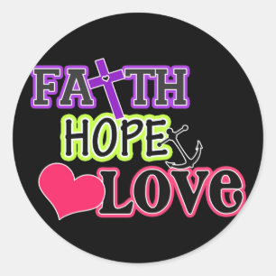 Faith Hope Liebe (schwarz) Runder Aufkleber