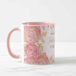 Faith Hope Liebe Scripting Floral Pink Gold Rose Tasse