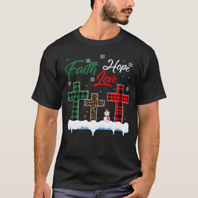 Faith Hope Liebe Snowman Christlich Xmas T-Shirt (Vorderseite)