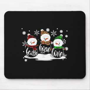 Faith Hope Liebe Snowman Christmas Pajama Niedlich Mousepad