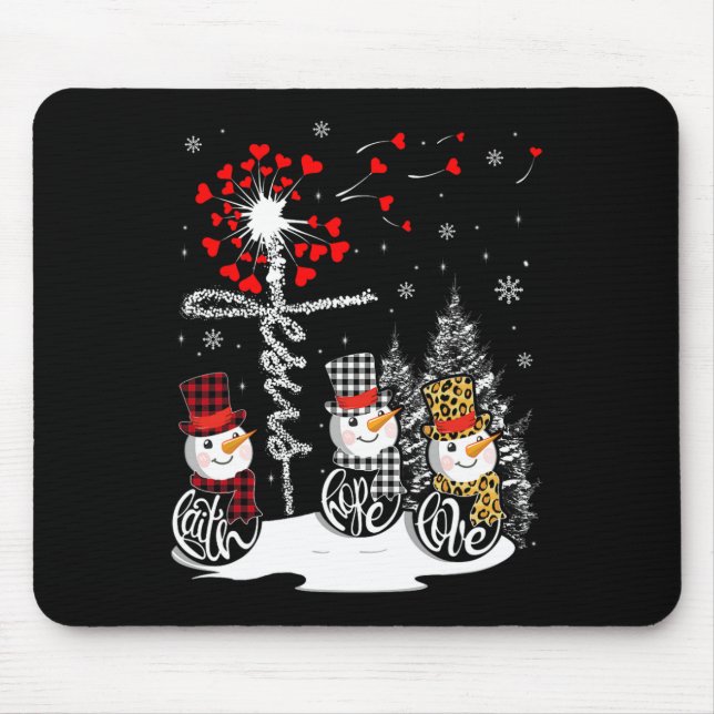 Faith Hope Liebe Snowman Jesus Dandelion Christlic Mousepad (Vorne)