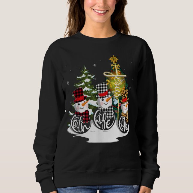 Faith Hope Liebe Snowman Jesus Xmas Tree Christlic Sweatshirt (Vorderseite)