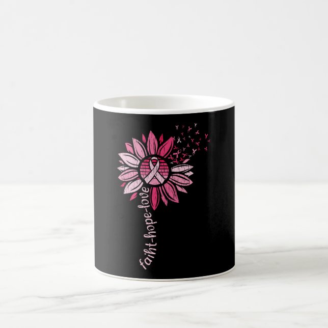 Faith Hope Liebe Sonnenblumen Brustkrebs Bewusstse Kaffeetasse (Mittel)