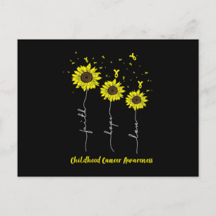 Faith Hope Liebe Sonnenblumen Kinderkrebs Ankündigungspostkarte