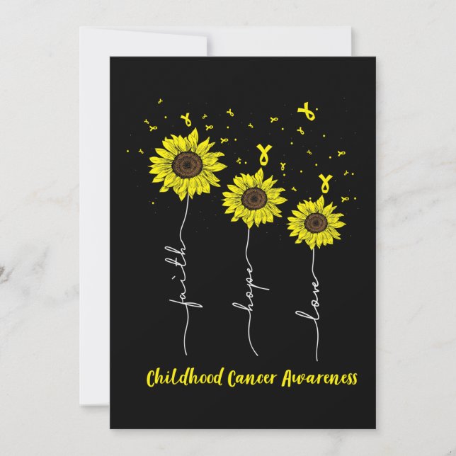 Faith Hope Liebe Sonnenblumen Kinderkrebs Awarene Save The Date (Vorderseite)