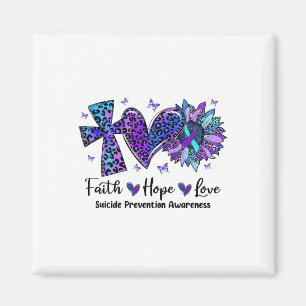 Faith Hope Liebe Sunflower Leopard Suicide Awarene Magnet