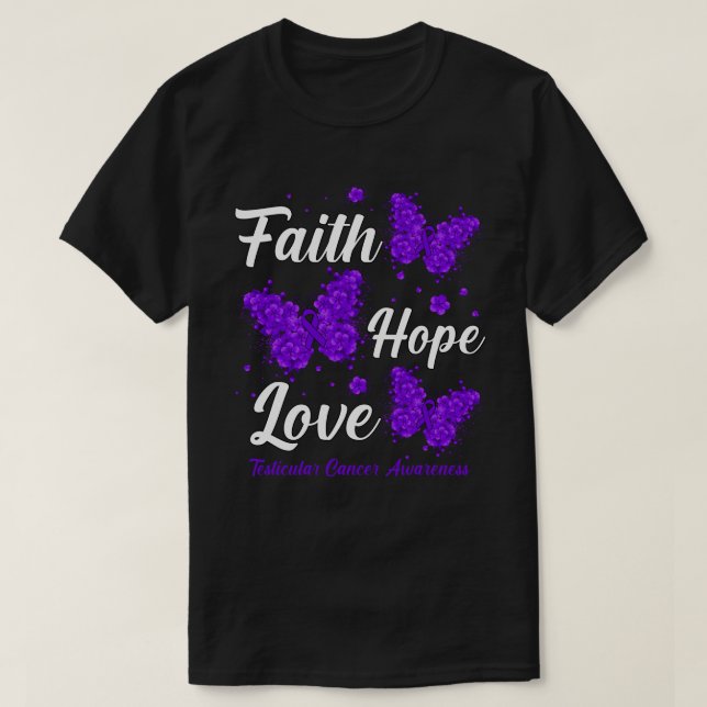 Faith Hope Liebe Testicular Cancer Awareness Butte T-Shirt (Design vorne)