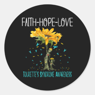Faith Hope Liebe TOURETTE'S SYNDROME AWARENESS Runder Aufkleber