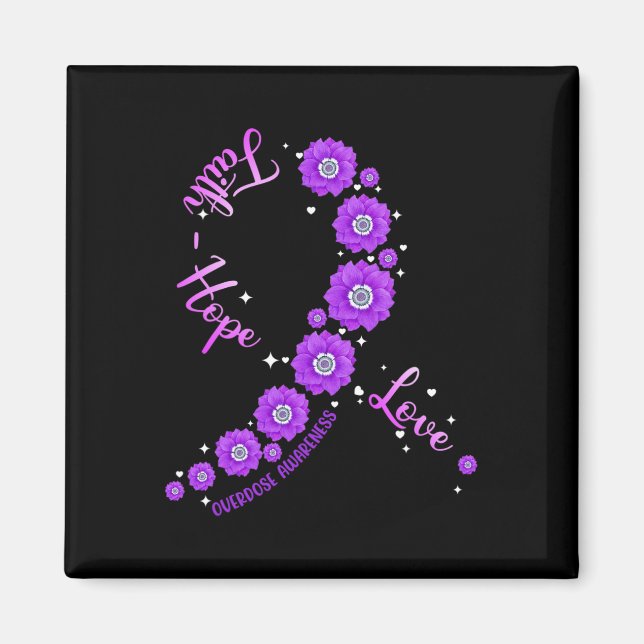 Faith Hope Liebe Überdosis Awareness Ribbon Blume  Magnet (Vorne)