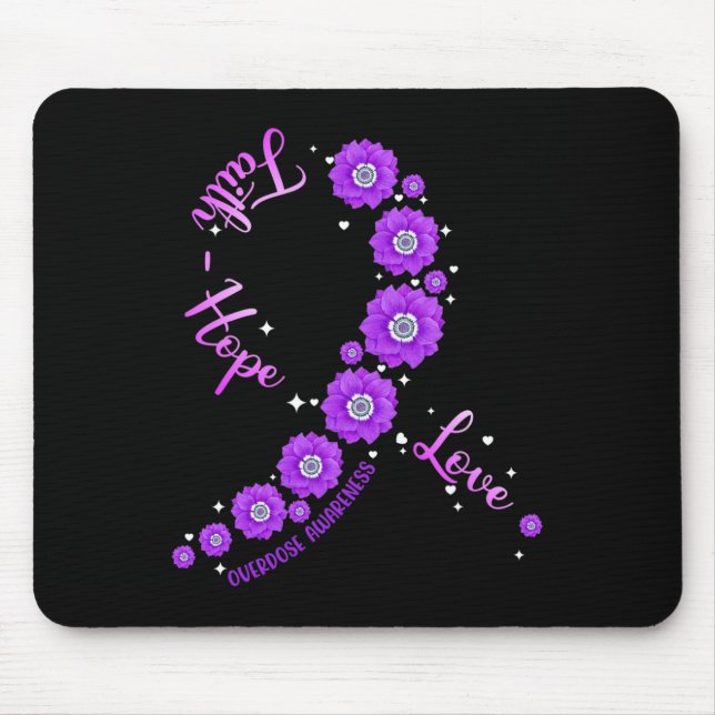Faith Hope Liebe Überdosis Awareness Ribbon Blume  Mousepad (Vorne)