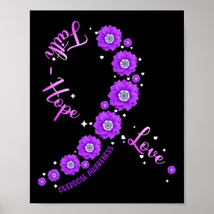Faith Hope Liebe Überdosis Awareness Ribbon Blume  Poster