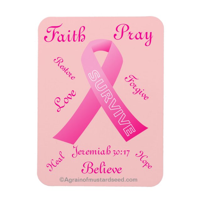 Faith Hope Liebe Überleben Rosa Ribbon Magnet (Vertikal)