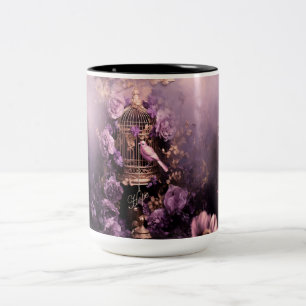Faith Hope Liebe, Vintag Bird & Floral Zweifarbige Tasse