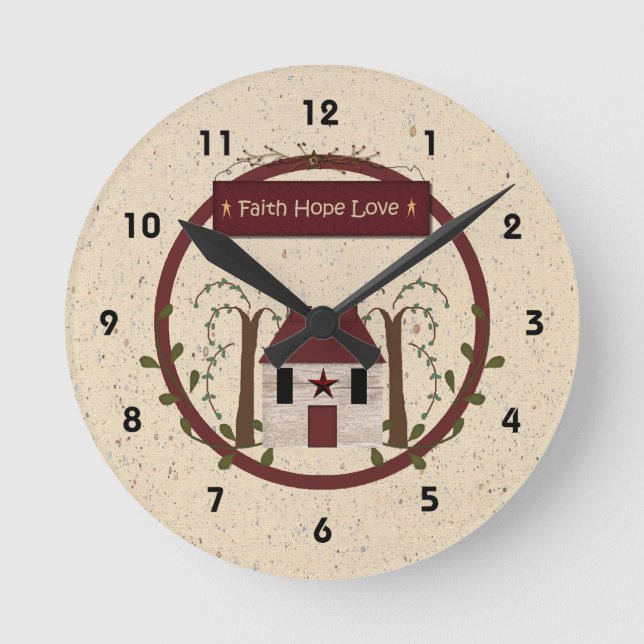 Faith Hope Liebe Wall Clock Runde Wanduhr (Vorderseite)