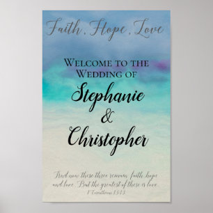 Faith Hope Liebe Watercolor Bible Verse Hochzeit Poster