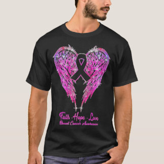 Faith Hope Liebe Wings Breast Cancer Awareness Pin T-Shirt