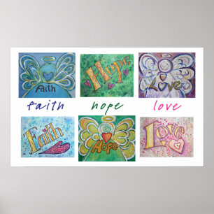 Faith Hope Liebe Word Collage Art Poster drucken