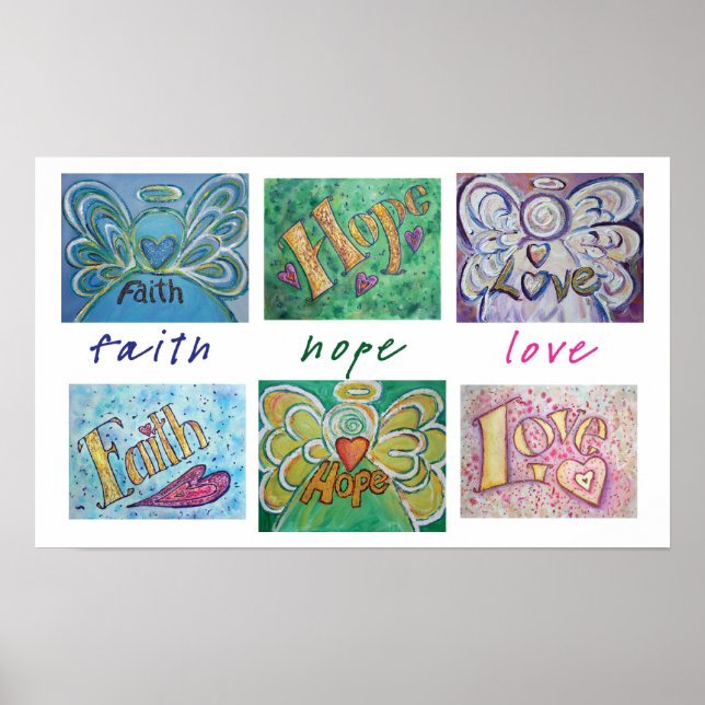 Faith Hope Liebe Word Collage Art Poster drucken (Vorne)