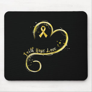 Faith Hope Liebe Yellow Ribbon Childhood Cancer Aw Mousepad