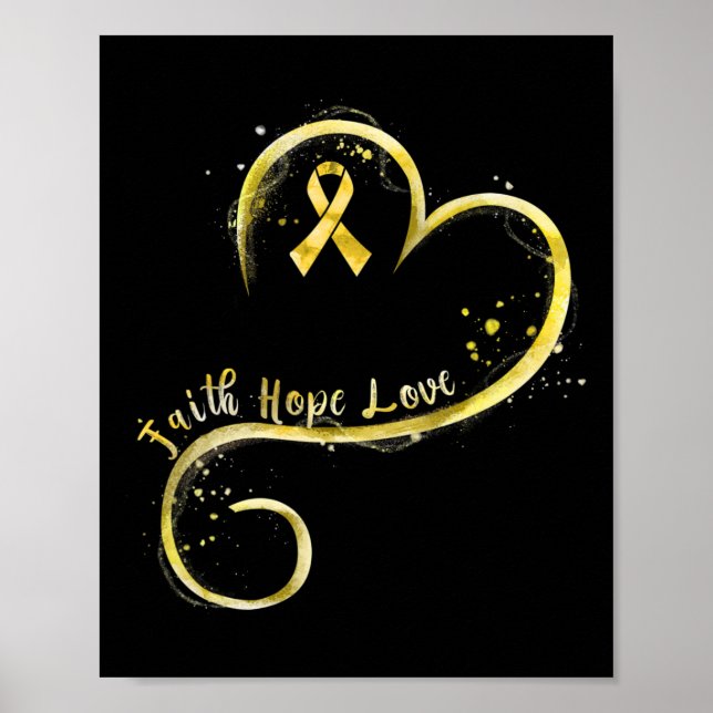 Faith Hope Liebe Yellow Ribbon Childhood Cancer Aw Poster (Vorne)