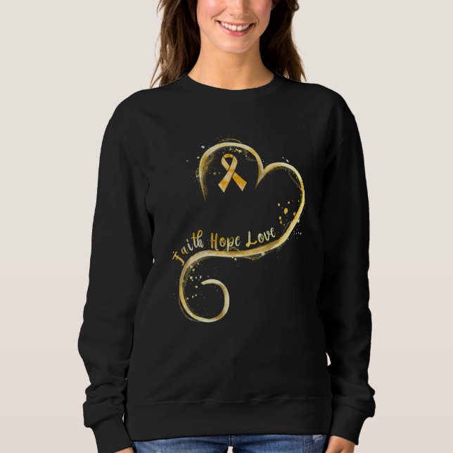 Faith Hope Liebe Yellow Ribbon Endometriose Awaren Sweatshirt (Vorderseite)