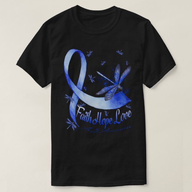 Faith Hope Love ALS Awareness Dragonfly T-Shirt (Design vorne)