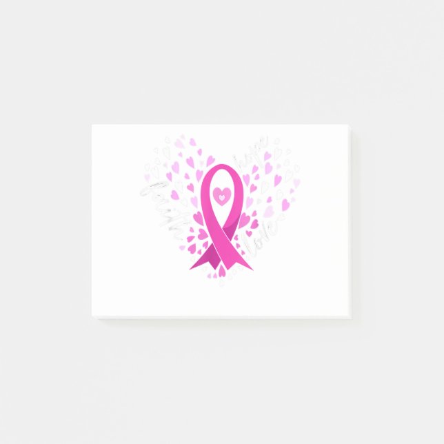Faith Hope Love Breast Cancer Awareness Pink Ribbo Post-it Klebezettel (Vorderseite)