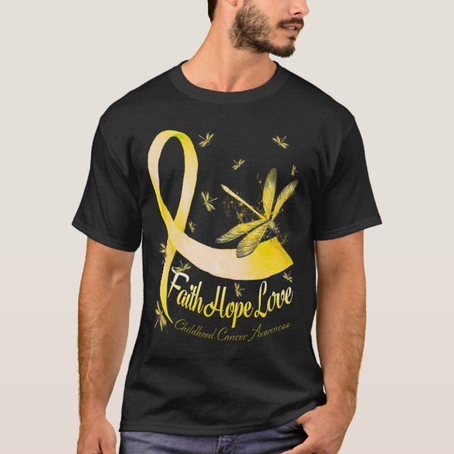 Faith Hope Love Childhood Cancer Awareness Dragonf T-Shirt (Vorderseite)