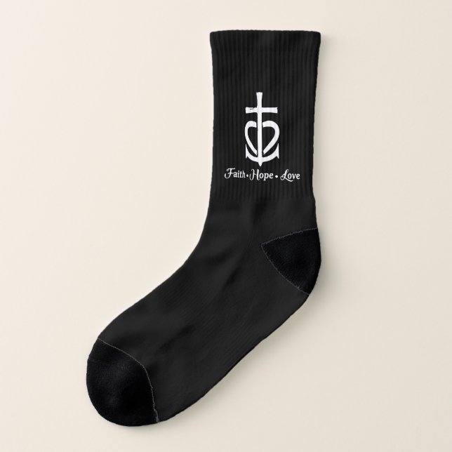 Faith Hope Love Cross Anchor Heart Jesus Socken (Links - Außen)