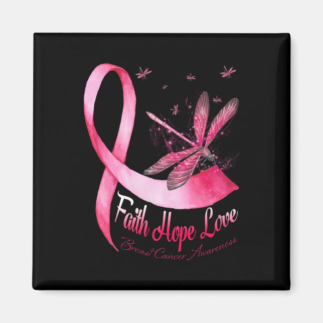 Faith Hope Love Draquelly Breast Cancer Awareness Magnet (Vorne)