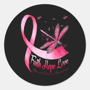 Faith Hope Love Draquelly Breast Cancer Awareness Runder Aufkleber