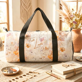 Faith Hope Love Elegant Floral Watercolor Duffle Bag