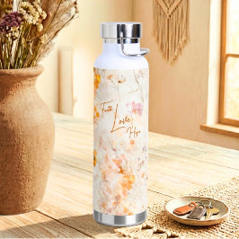 Faith Hope Love Elegant Floral Watercolor Trinkflasche