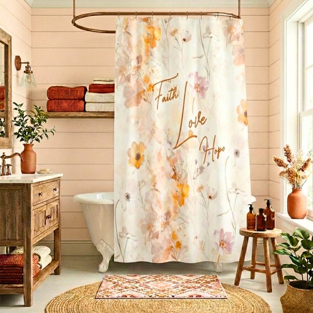 Faith Hope Love Elegant Watercolor Duschvorhang (Von Creator hochgeladen)