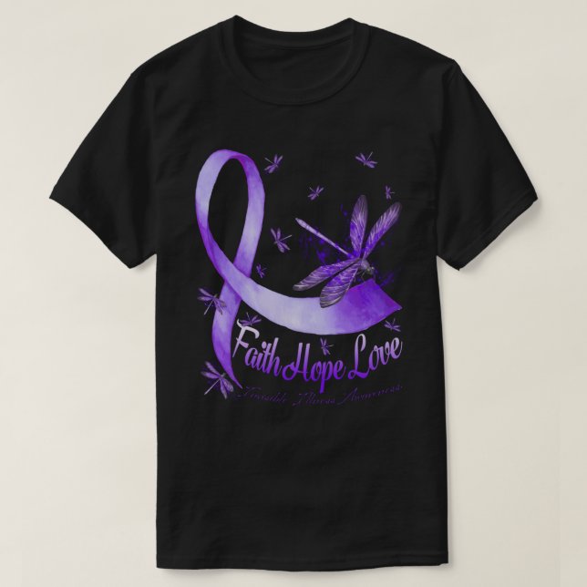 Faith Hope Love Invisible Illness Awareness Dragon T-Shirt (Design vorne)